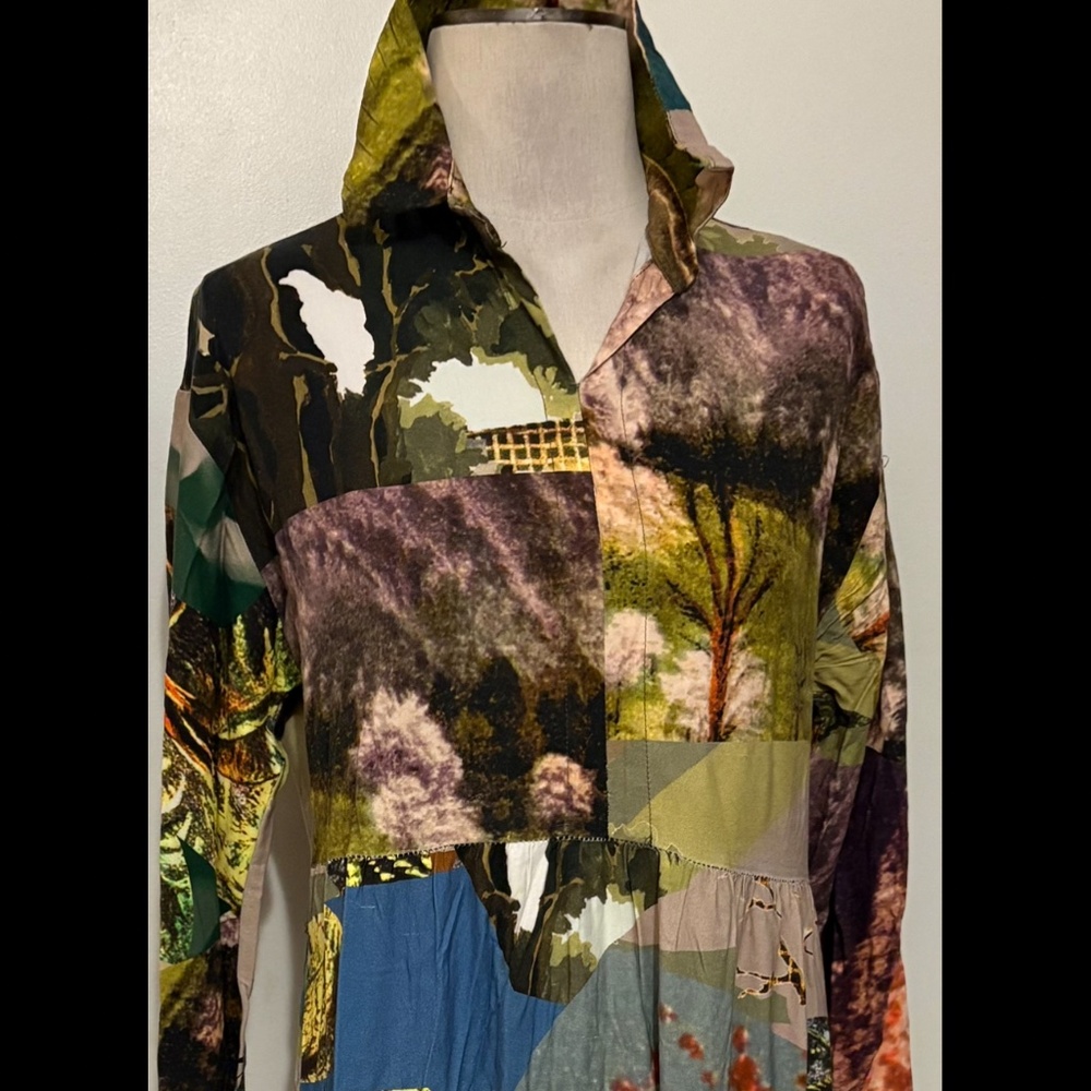 ZARA Patchwork Boho Maxi Dress | Size XL | Artsy Earth Tones | Fall Ready